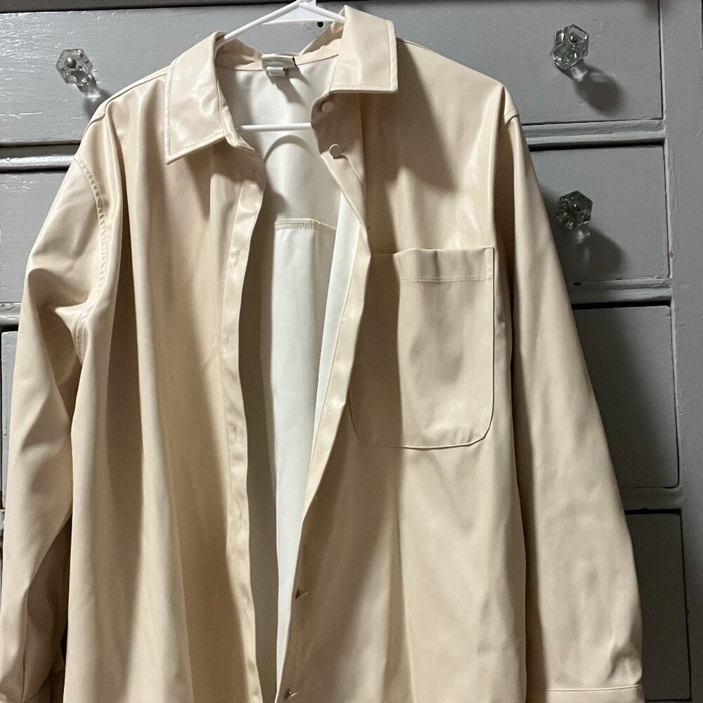 Cream Pleather "Shacket" Women's Size XL